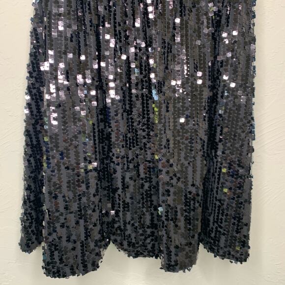 Black Square Sequin Fit Flare Dress Cap Sleeves Sz 5/6 - Picture 11 of 11